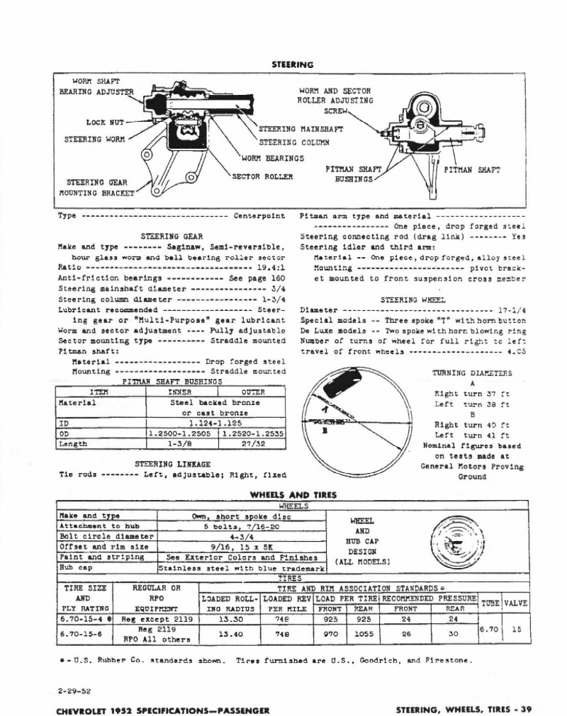 1952 Chevrolet Specifications Page 12
